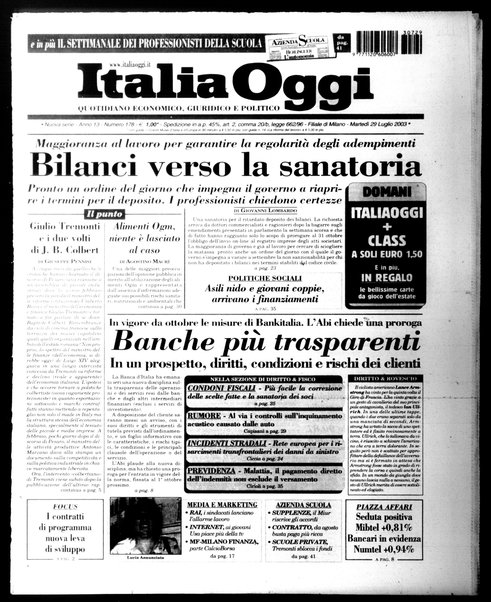 Italia oggi : quotidiano di economia finanza e politica